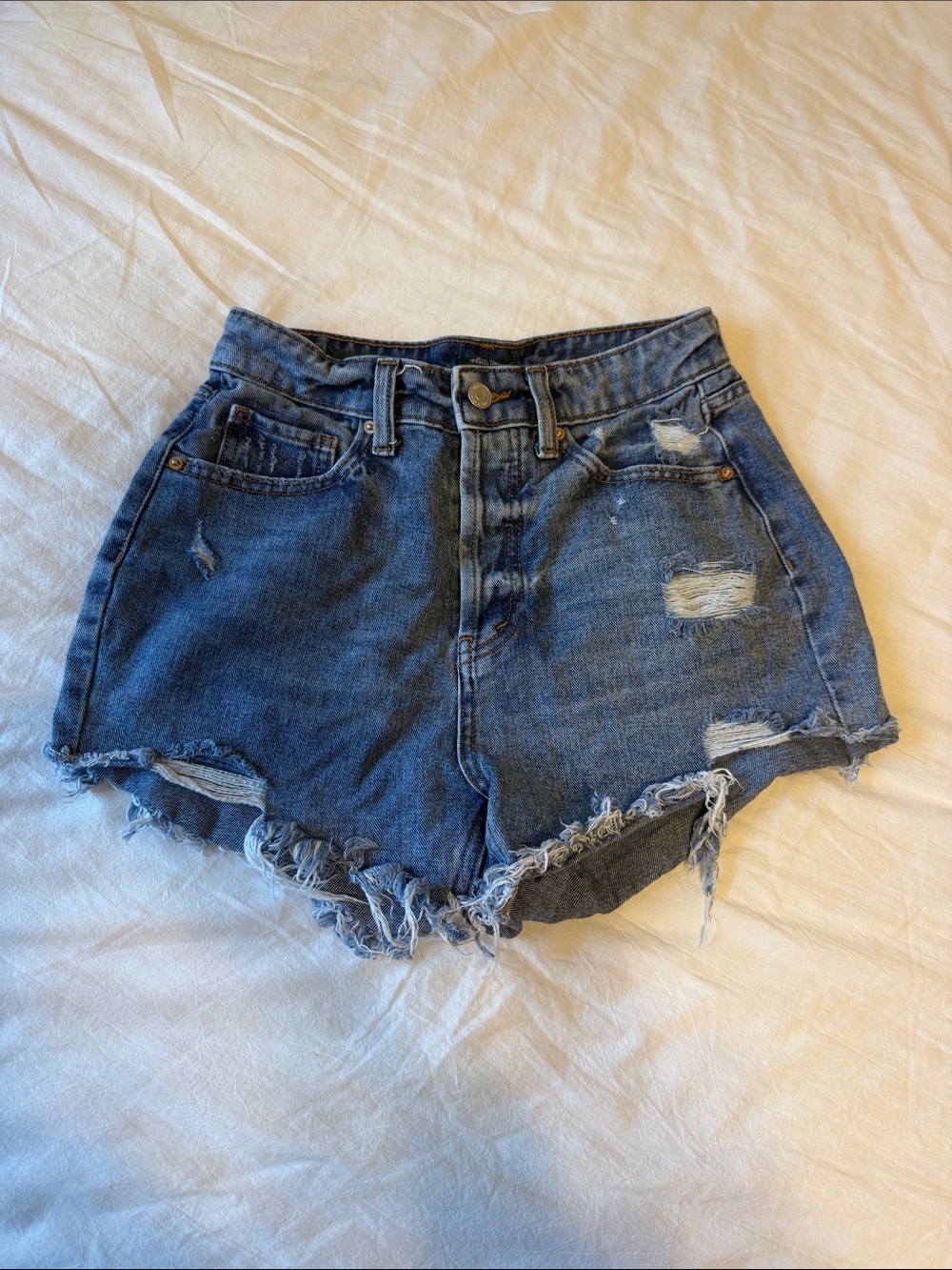 wild fable Distressed High-Rise Denim Shorts - Blue